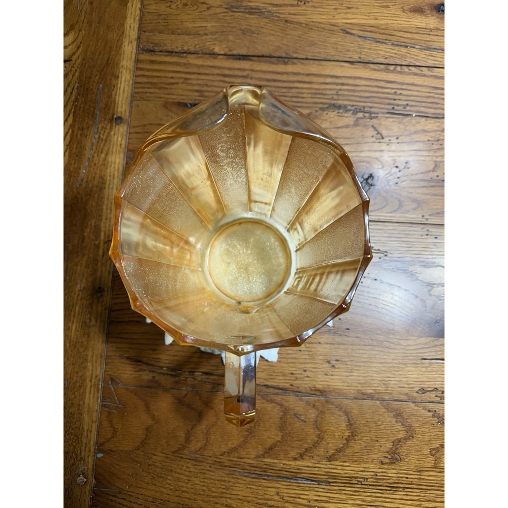 Vintage Iridescent Carnival Glass Pitcher In Marigold Color - Picture 3 of 6